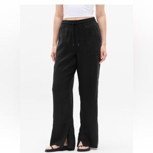 Athleta Retreat Wide Leg Linen Pant Size Small EUC Black